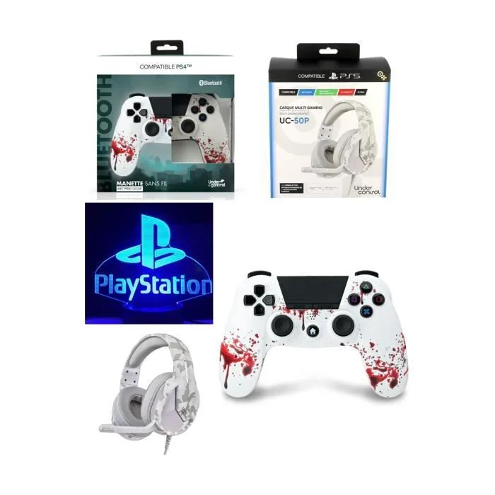 UNDER CONTROL Manette BT ZOMBIE + Casque Filaire PS4/PS5