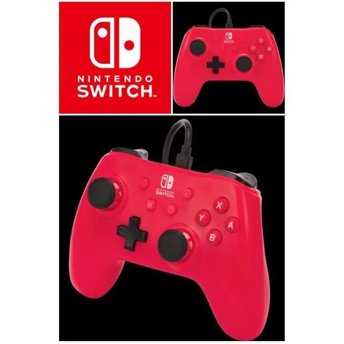 PowerA Manette filaire Nintendo Switch rouge USB
