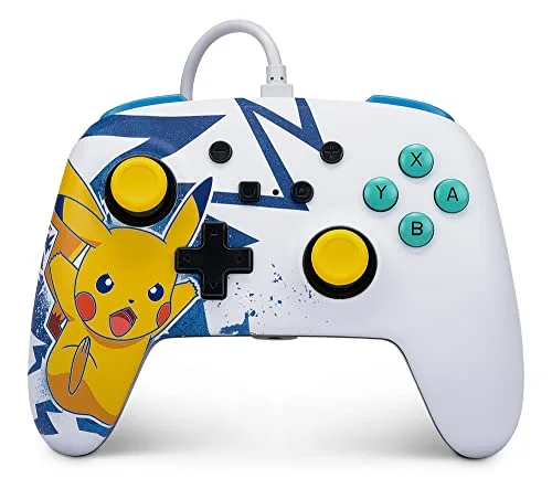PowerA Enhanced Wired Controller Pikachu High Voltage Blanc Jaune