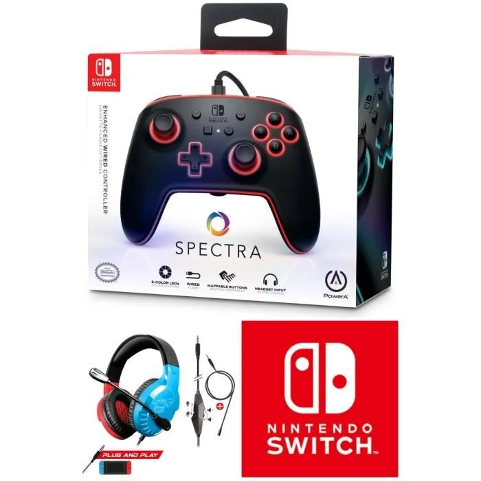 PowerA Spectra RGB Manette Filaire Nintendo Switch