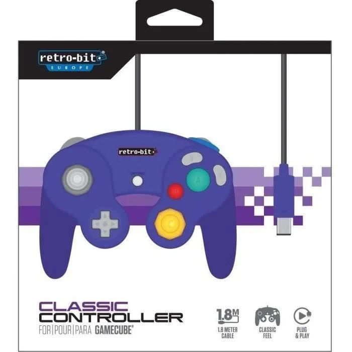 JUST FOR GAMES Retro-Bit LegacyGC Manette Filaire Violet Gamecube Wii