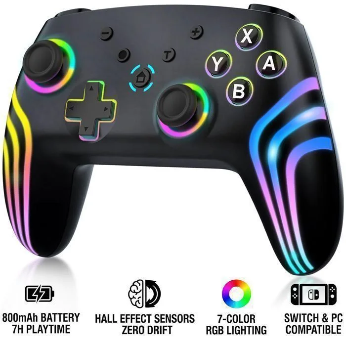 ECHTPower Manette Switch LED Sans Fil Hall Effect 800mAh