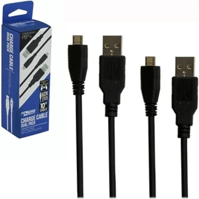 Pack 2 Câbles Micro-USB 3m Tressés pour PS4 Noir