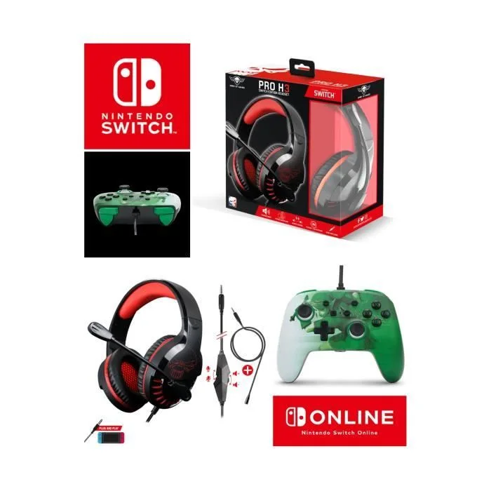 Spirit of Gamer Pack Zelda Heroique Manette Filaire + Casque PRO H3 Rouge
