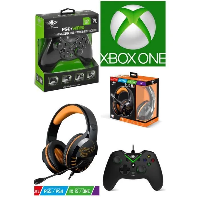Spirit of Gamer Pack Gaming Manette XBOX One-S-X-PC + Casque PRO H3 Orange