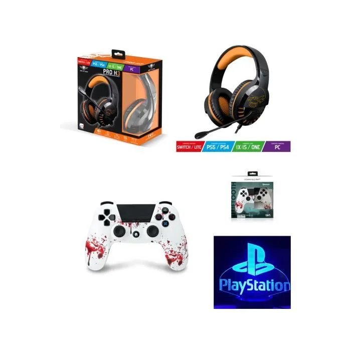 Spirit of Gamer Pack PRO H3 Manette PS4 Bluetooth + Casque Gamer