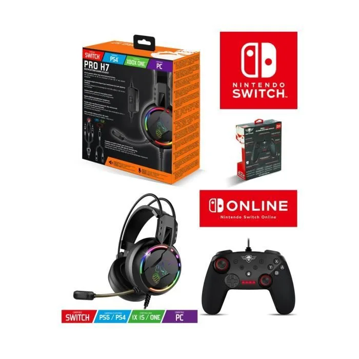 PACK Spirit of Gamer Manette Pro Gaming + Casque Pro-SH7 Switch