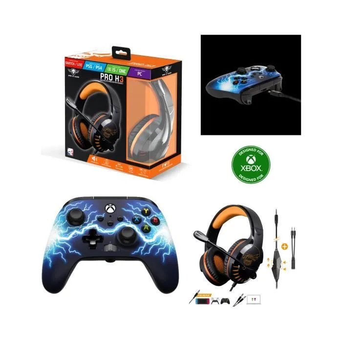 Spirit of Gamer Pack Manette Xbox + Casque PRO H3 Orange