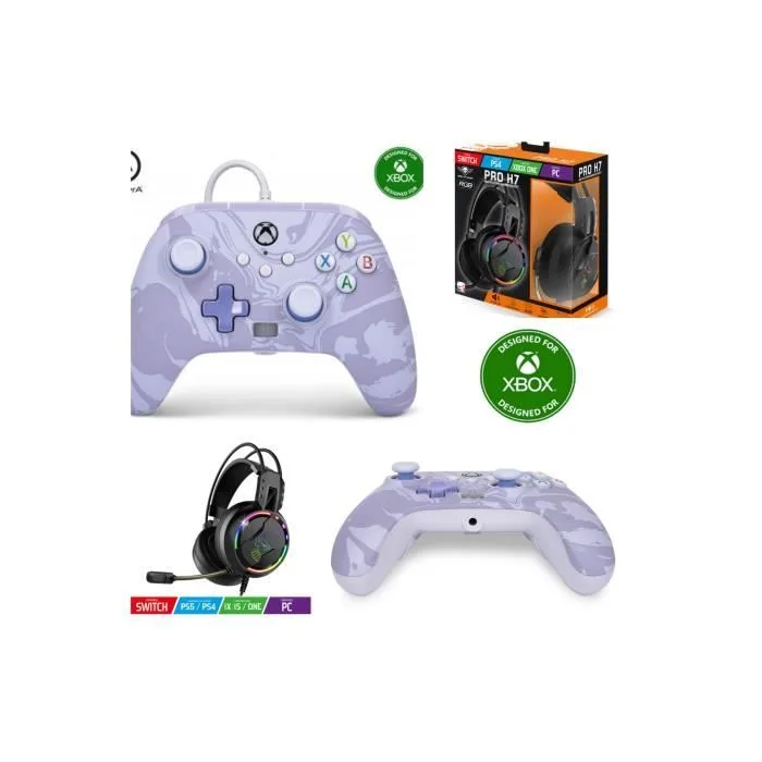 PowerA Manette filaire améliorée Xbox Tourbillon de lavande