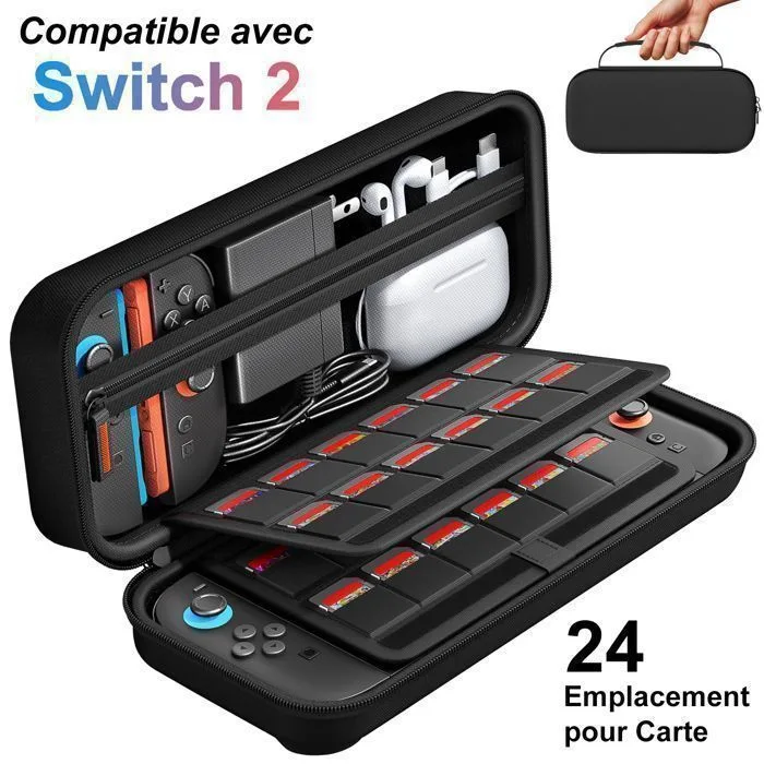 Pochette de transport rigide Nintendo Switch 2 24 cartes