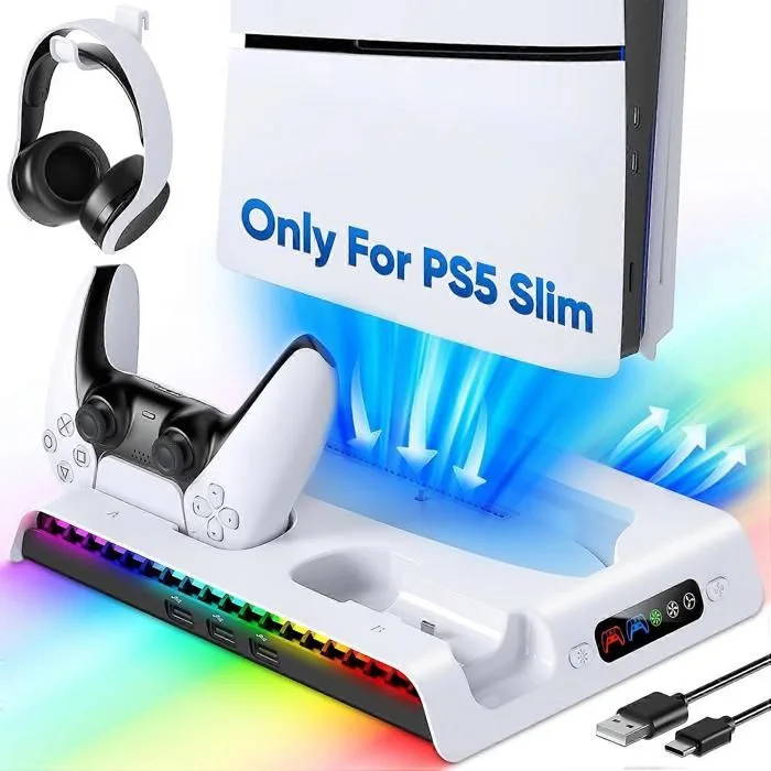 Support Refroidissement PS5 Slim avec Station de Charge DualSense/Edge