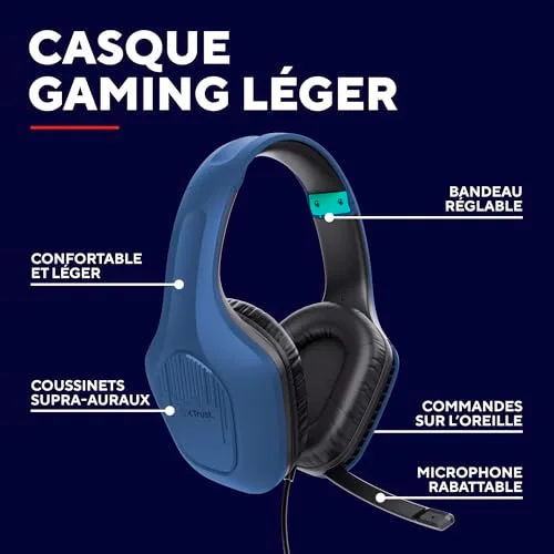 Trust GXT 418B Rayne Casque Gaming Léger pour PC Xbox PS4 PS5 Switch Mobile Transducteurs 50 mm Jack 3.5 mm Câble de 2 m - vue 2