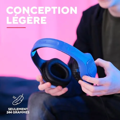 Trust GXT 418B Rayne Casque Gaming Léger pour PC Xbox PS4 PS5 Switch Mobile Transducteurs 50 mm Jack 3.5 mm Câble de 2 m - vue 3