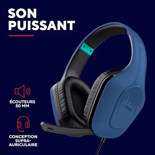 Trust GXT 418B Rayne Casque Gaming Léger pour PC Xbox PS4 PS5 Switch Mobile Transducteurs 50 mm Jack 3.5 mm Câble de 2 m - vue 5