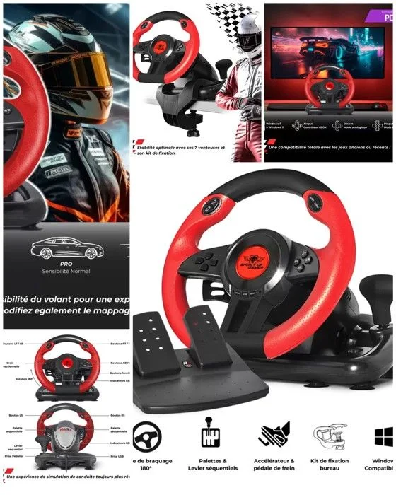 Spirit of Gamer Race Wheel Pro 1 Volant PC 180°