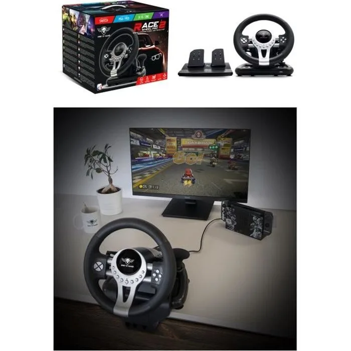 Spirit of Gamer Race Wheel Pro 2 Volant USB Pédalier Inclus