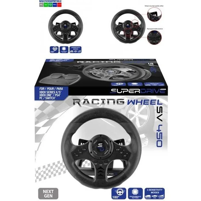 Subsonic Race Pro SV450 Volant PS4 Xbox PC avec pédalier
