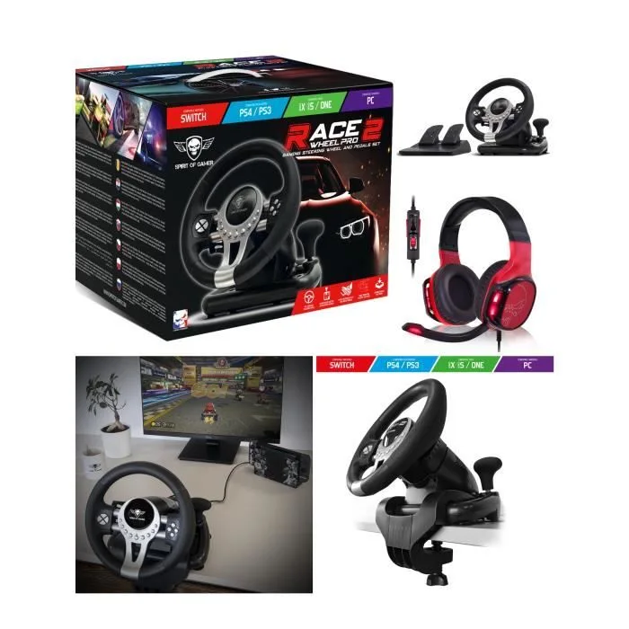 Spirit Of Gamer Race Wheel Pro 2 Volant et Pédalier Multiplateforme