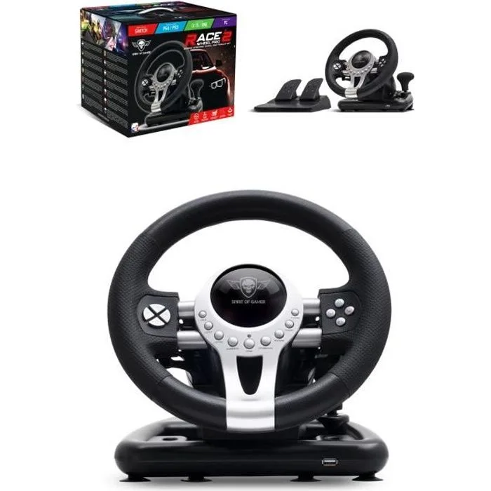 Spirit of Gamer Race Wheel Pro 2 volant + pédales + levier USB