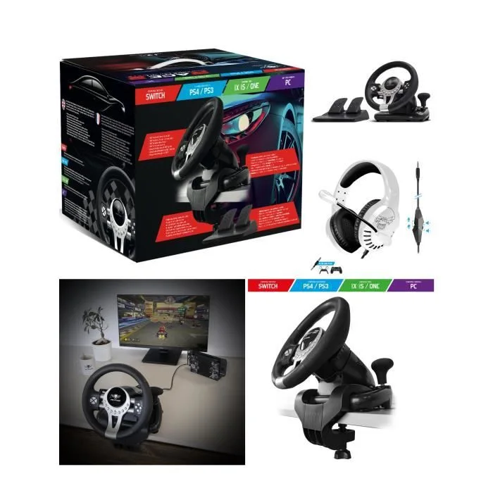 SPIRIT OF GAMER Pack Gaming Volant + Pédale SOG-RWP2