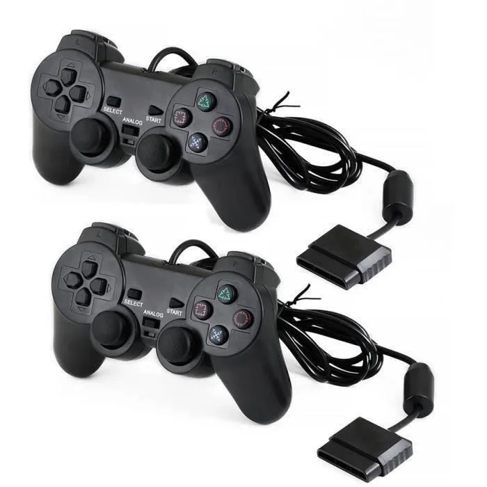 QUMOX Manette Dual Shock PS2 Noire Filaire