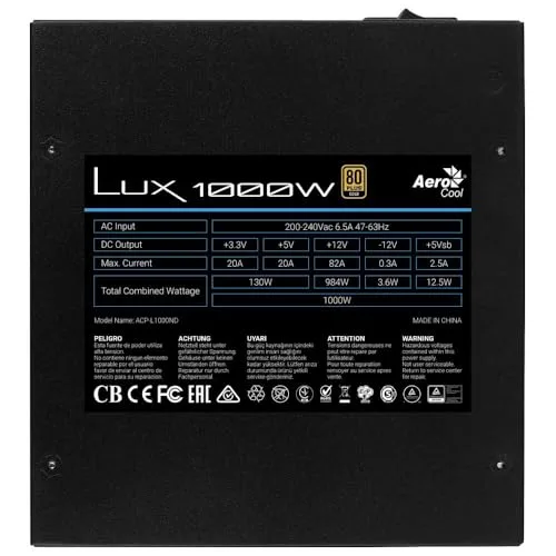 Aerocool LUX1000 1000W 80+ Gold - vue 6