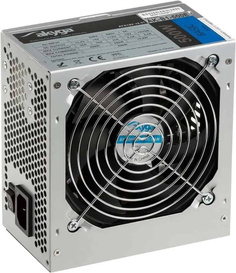 Alimentation Akyga 500W ATX Certifiée CE Modèle AK-B1-500E Ventilateur 12 cm - alimentation vue principale