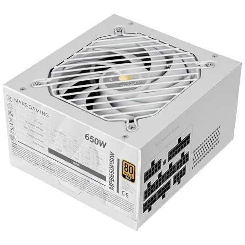 Mars Gaming MPB650PSI 650W 80+ Gold ATX 3.1 Full Modulaire Blanc
