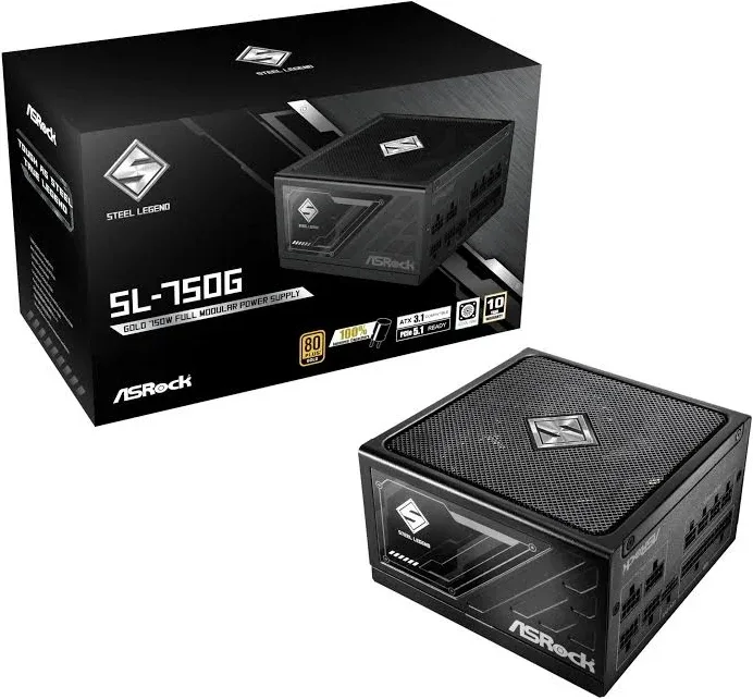 Bloc d'alimentation Asrock 750 W 80 PLUS Gold Steel Legend, protection totale, noir - alimentation vue principale