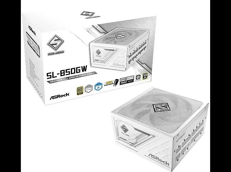 Alimentation Asrock 850 W 80 PLUS Gold Steel Legend White avec protections avancées - alimentation vue principale