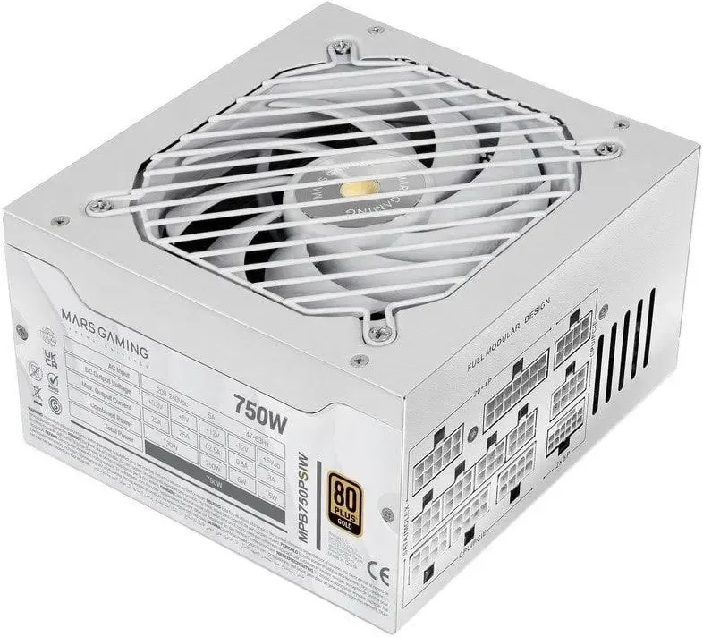 Alimentation Mars Gaming MPB750PSI 750 W ATX 3.1 PCIe 5.1 80 Plus Gold Blanche - alimentation vue principale