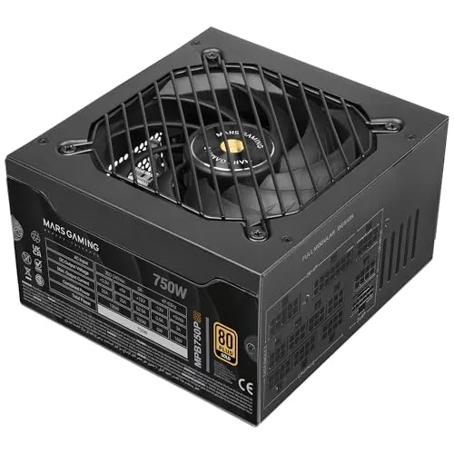 Alimentation Mars Gaming MPB750PSI 750 W ATX 3.1 PCIe 5.1 80 Plus Gold - Noire - alimentation vue principale