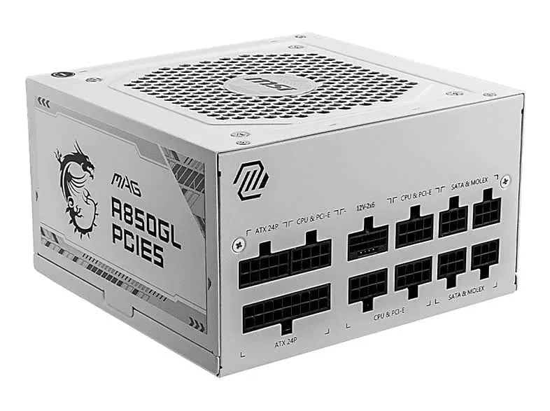 Alimentation PC modulaire MSI MAG A850GL PCIE5 850W 80 PLUS blanc - alimentation vue principale