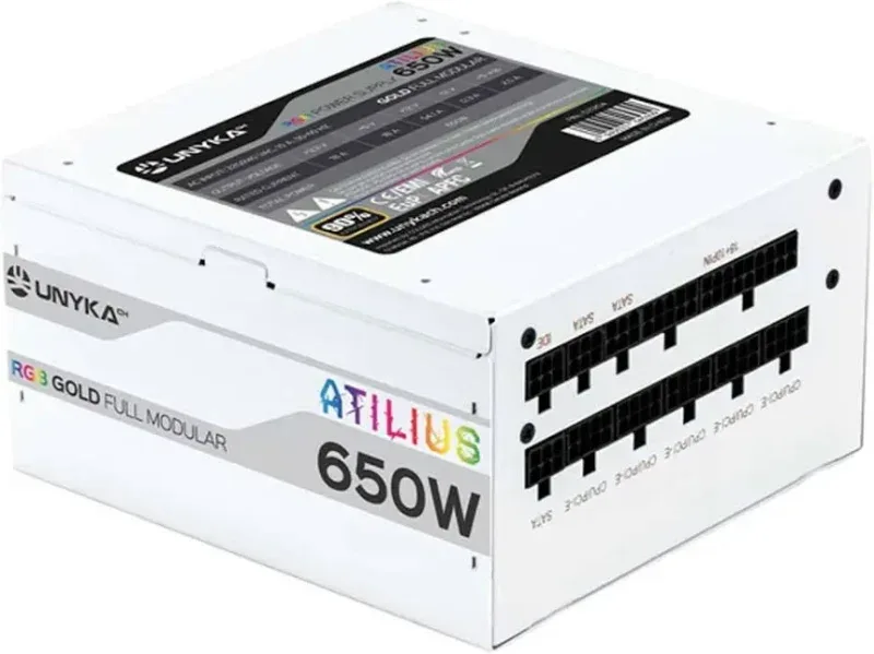UNYKAch Atilius RGB Alimentation 650W Efficacité 90% Entièrement Modulaire Blanc - image 2