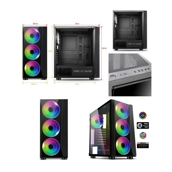Spirit of Gamer Ghost 3 ARGB 4 ventilateurs 120mm ATX/mATX