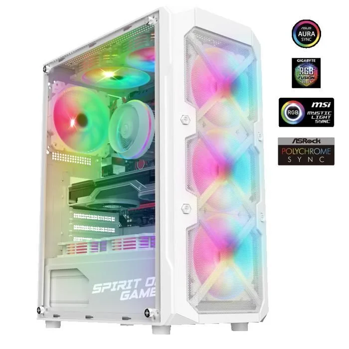 Spirit of Gamer REBEL XT Blanc ATX 4x ARGB 120mm