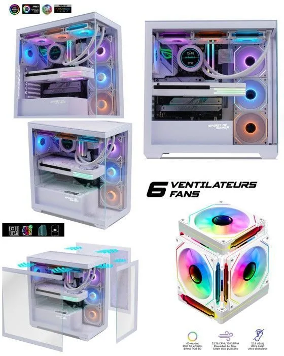 Spirit of Gamer Spark Artic ARGB 6 Ventilateurs USB Type-C ATX