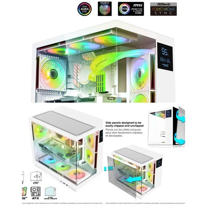 Spirit of Gamer VIPER CRX ARTIC Blanc Écran LCD 6 ventilateurs ARGB