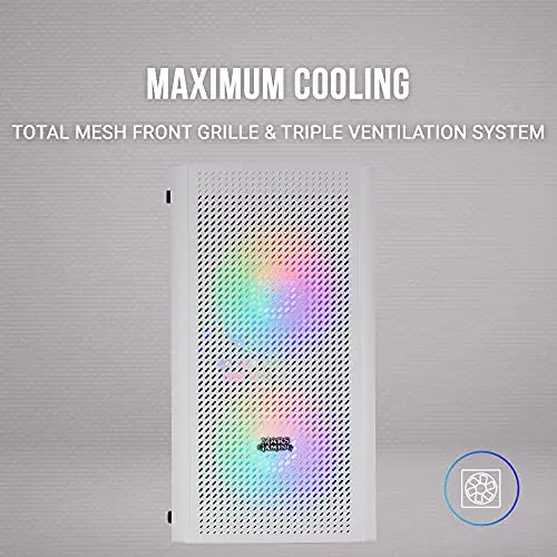 Boîtier PC Micro ATX - Mars Gaming - MC300 Blanc - Verre Trempé - 3 Ventilateurs FRGB - Total-Mesh - vue 3