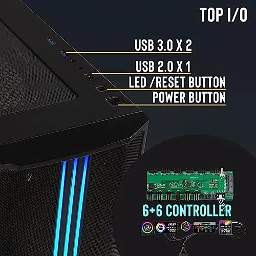 Boitier PC sans alimentation - BITFENIX Saber Mesh (Noir) - Moyen tour - Format ATX - vue 9