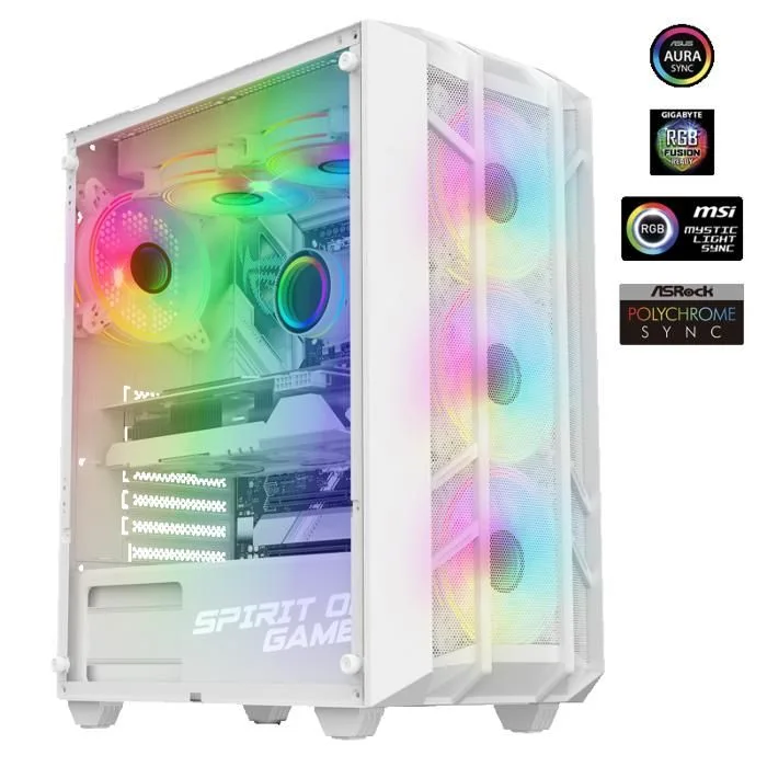 Spirit of Gamer Rebel NX Artic Blanc 4 Ventilateurs ARGB ATX