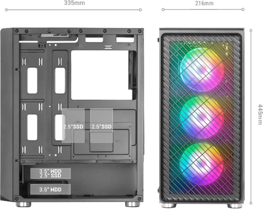 Mars Gaming MC-F ARGB ATX RGB - vue 4