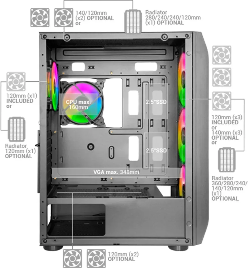 Mars Gaming MC-KX ATX RGB White - vue 4