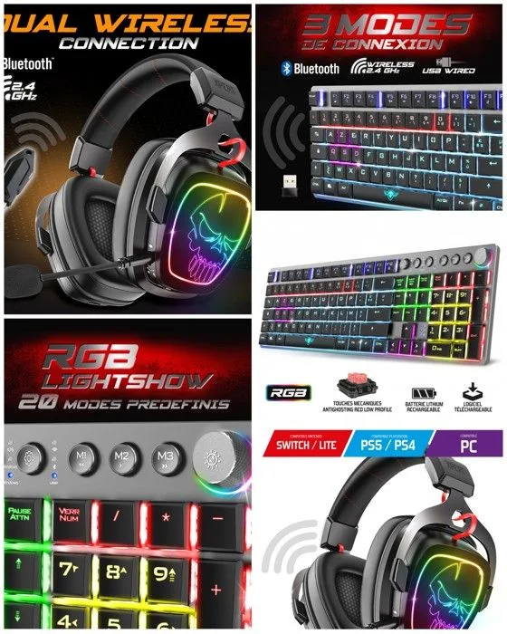 Spirit Of Gamer XPERT H1500 Casque Gaming Sans Fil RGB 7.1