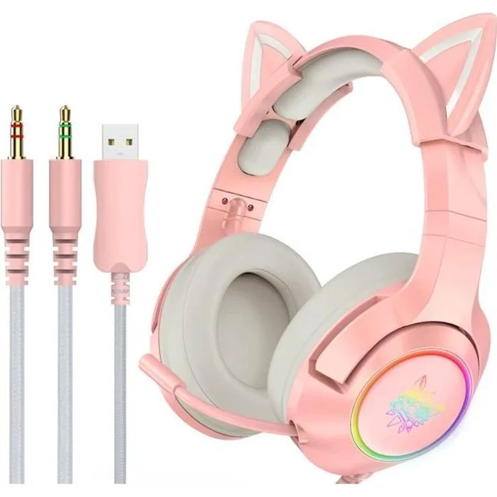 ONIKUMA K9 Casque Gaming Oreilles de Chat Rétractable