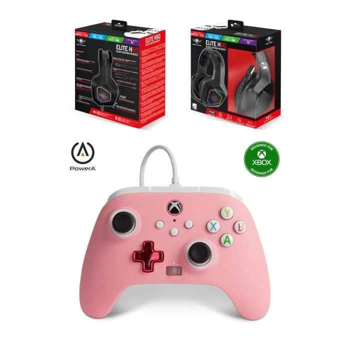 POWER A PRO GAMER EH50BK Casque gaming filaire RGB rose