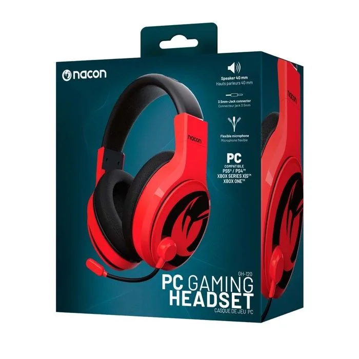 Nacon GH-120 Rouge Casque Gaming Filaire Stéréo 40mm