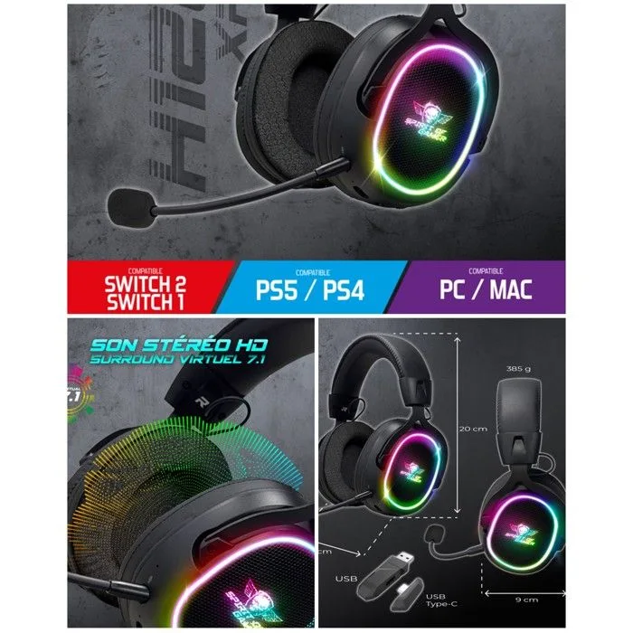 Spirit of Gamer XPERT H1200 Wireless Sans-fil RF/Bluetooth 7.1
