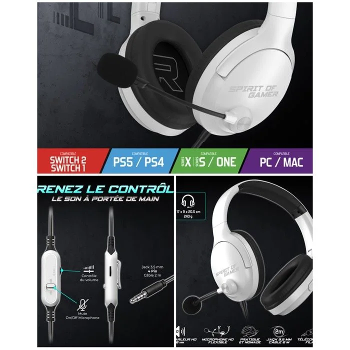Spirit of Gamer PRO H4 Artic Blanc Stéréo 2.0