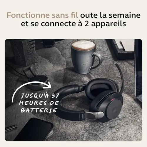 Jabra Evolve2 85 USB-A Bluetooth Noir ANC Hybride - vue 6
